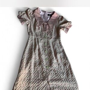 Chic Plaid Maxi Dress with Pink Accents